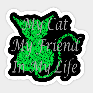 Scribble Green Cat Sticker